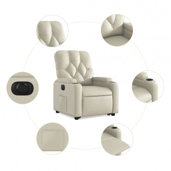 Fauteuil inclinable électrique crème similicuir