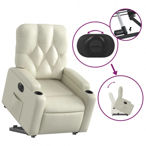 Fauteuil inclinable électrique crème similicuir