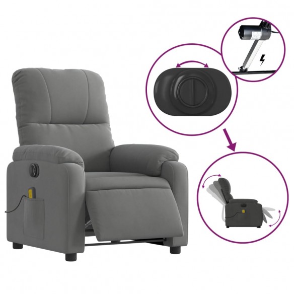 Fauteuil inclinable de massage électrique gris foncé