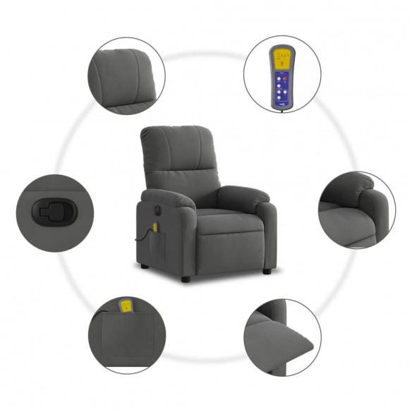 Fauteuil inclinable de massage électrique gris foncé