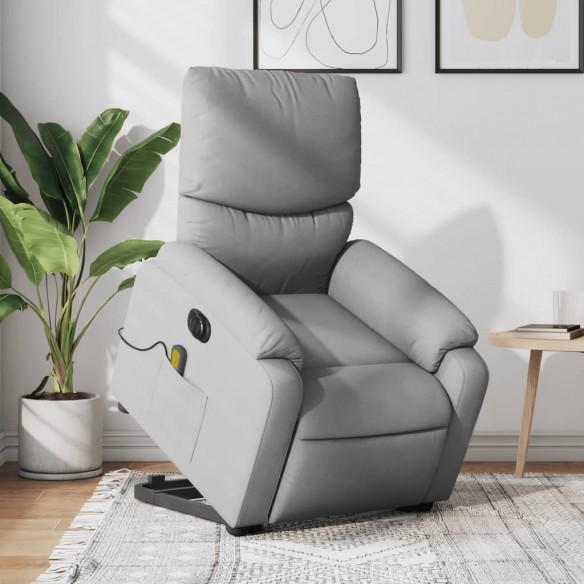 Fauteuil inclinable de massage électrique Gris clair Tissu