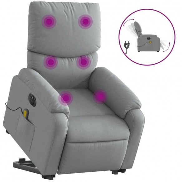 Fauteuil inclinable de massage électrique Gris clair Tissu