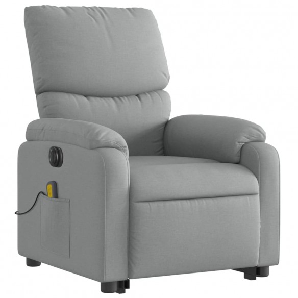 Fauteuil inclinable de massage électrique Gris clair Tissu