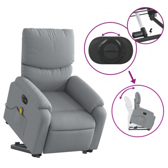 Fauteuil inclinable de massage électrique Gris clair Tissu