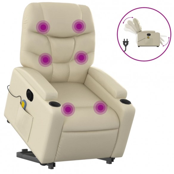 Fauteuil inclinable de massage électrique crème similicuir