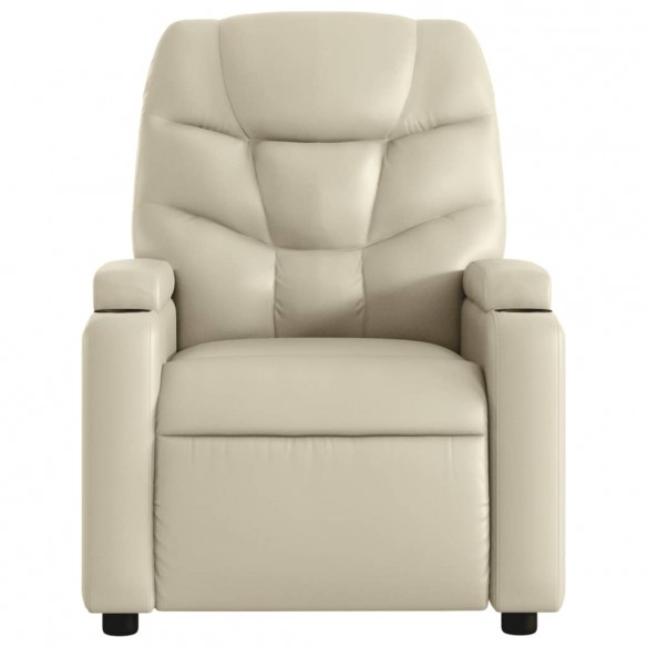 Fauteuil inclinable de massage électrique crème similicuir