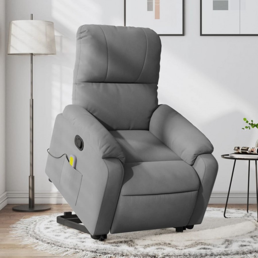 Fauteuil inclinable de massage gris foncé tissu microfibre