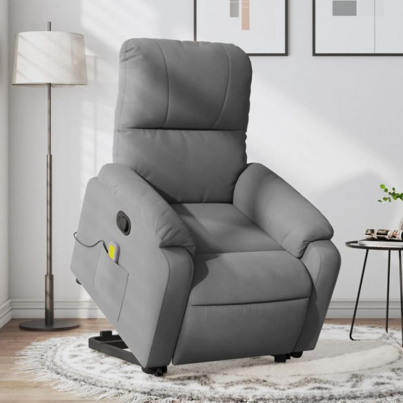 Fauteuil inclinable de massage gris foncé tissu microfibre