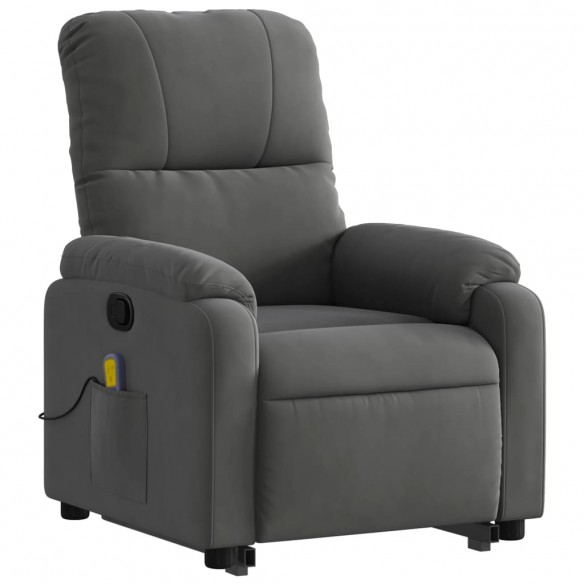 Fauteuil inclinable de massage gris foncé tissu microfibre