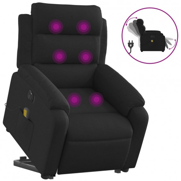 Fauteuil inclinable de massage électrique Noir Tissu