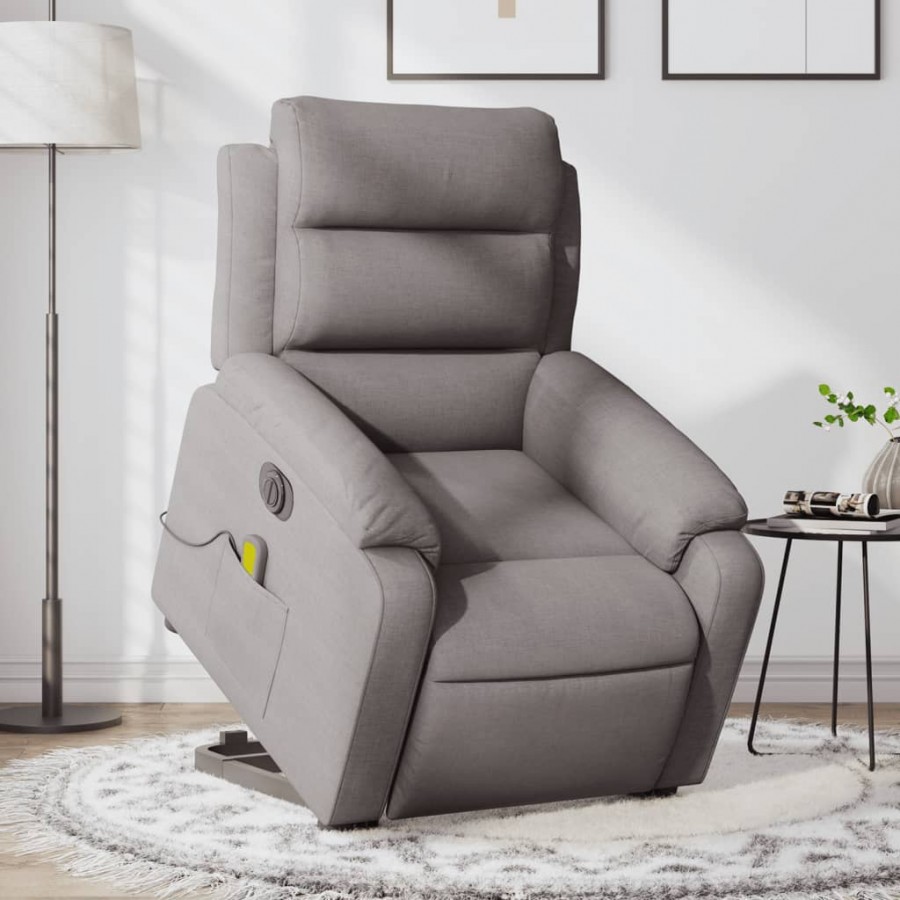 Fauteuil inclinable de massage électrique Taupe Tissu