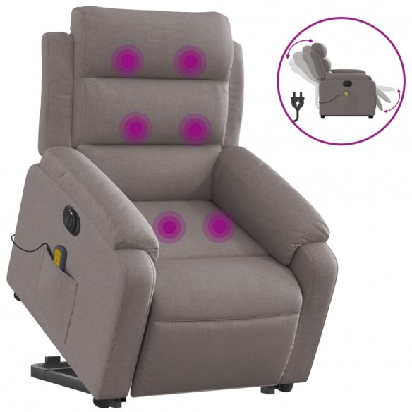 Fauteuil inclinable de massage électrique Taupe Tissu