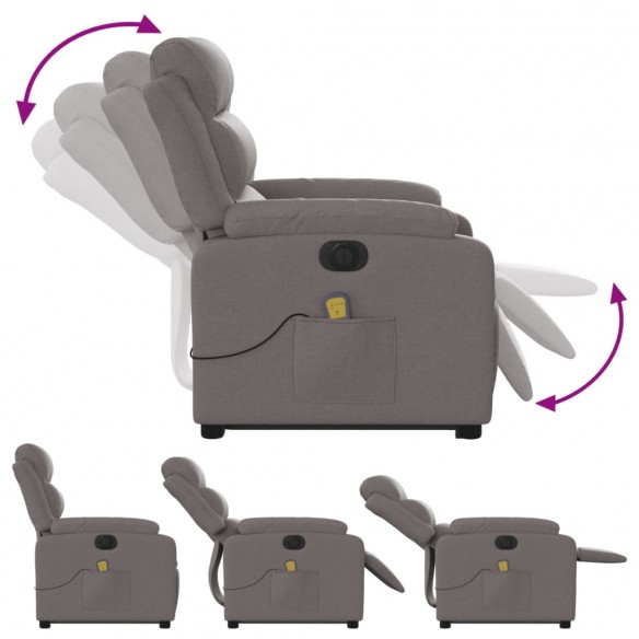 Fauteuil inclinable de massage électrique Taupe Tissu