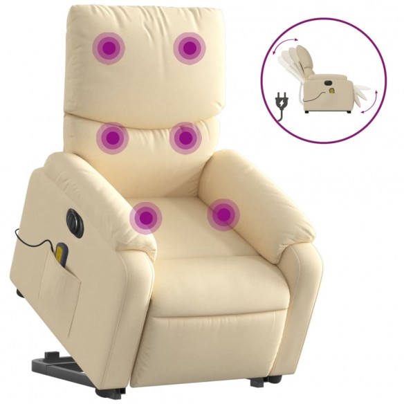 Fauteuil inclinable de massage électrique Crème Tissu