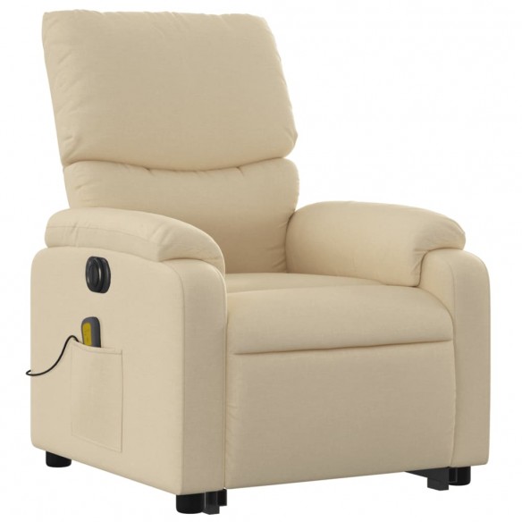 Fauteuil inclinable de massage électrique Crème Tissu