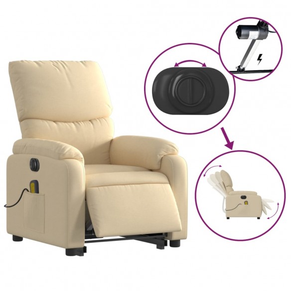 Fauteuil inclinable de massage électrique Crème Tissu