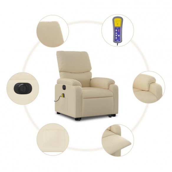 Fauteuil inclinable de massage électrique Crème Tissu