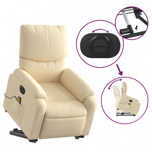 Fauteuil inclinable de massage électrique Crème Tissu