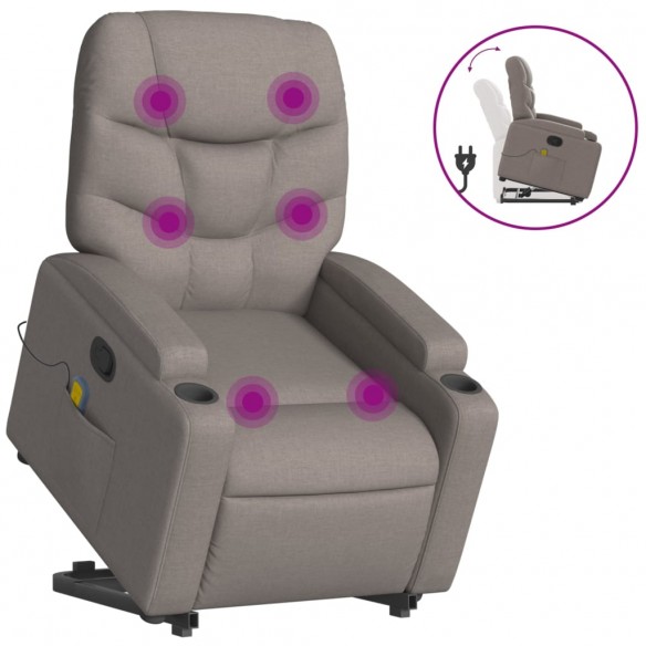 Fauteuil inclinable de massage Taupe Tissu