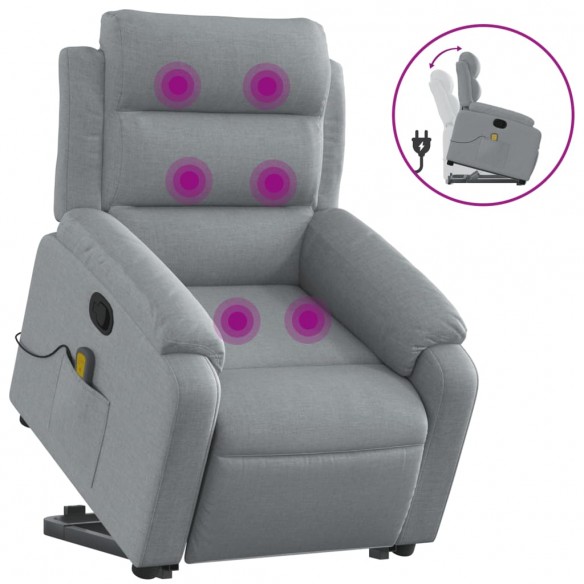 Fauteuil de massage inclinable Gris clair Tissu