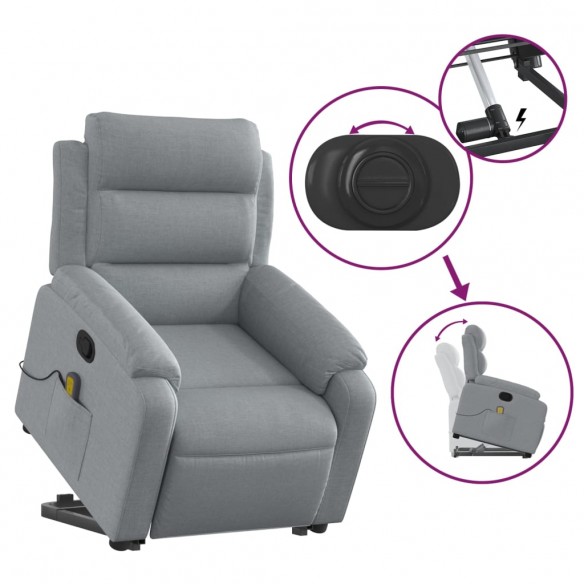 Fauteuil de massage inclinable Gris clair Tissu