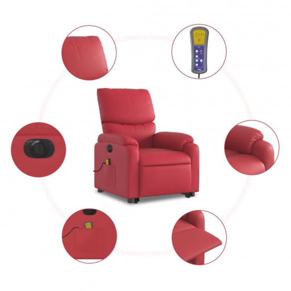 Fauteuil inclinable de massage électrique rouge similicuir