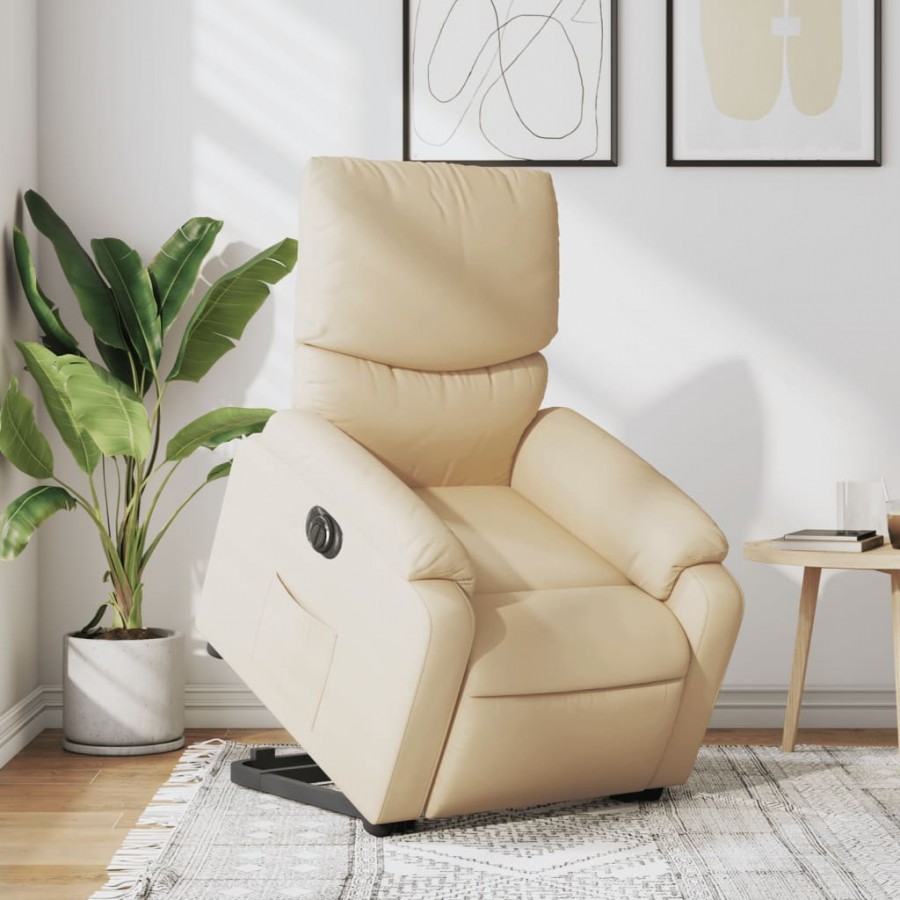 Fauteuil inclinable électrique crème tissu