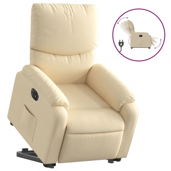 Fauteuil inclinable électrique crème tissu