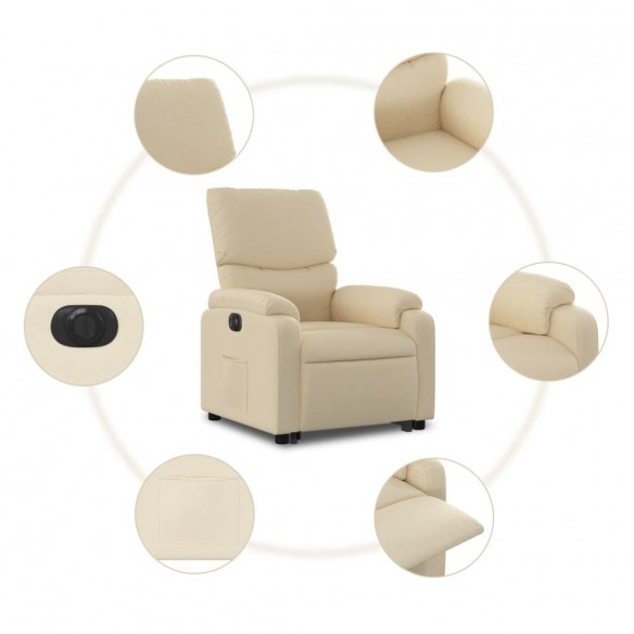 Fauteuil inclinable électrique crème tissu