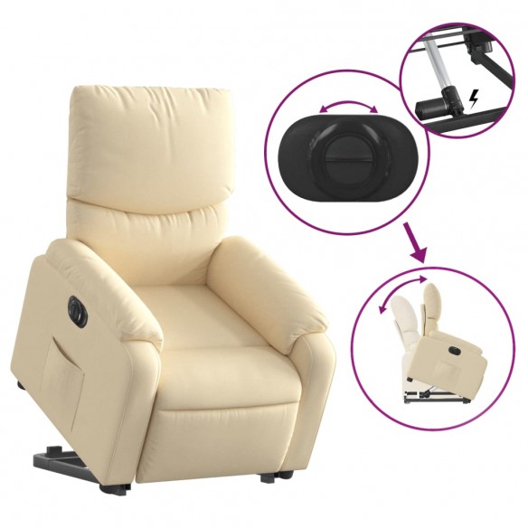 Fauteuil inclinable électrique crème tissu