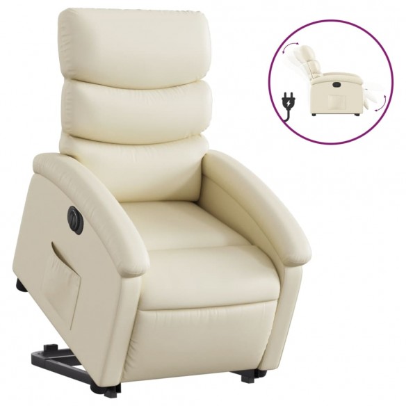 Fauteuil inclinable électrique crème similicuir