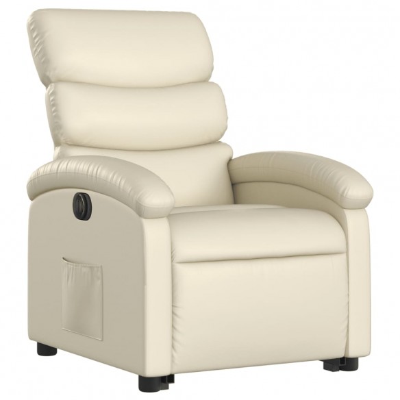 Fauteuil inclinable électrique crème similicuir