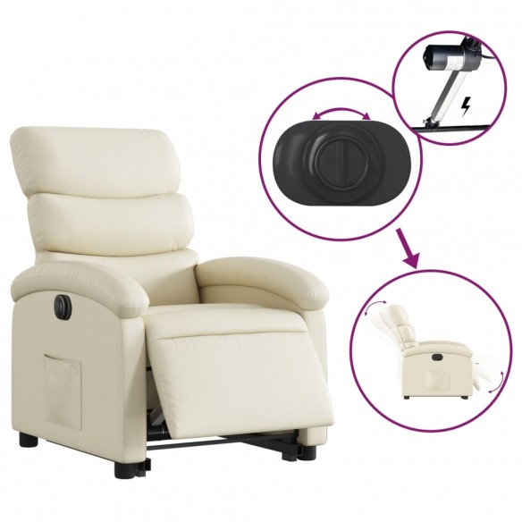 Fauteuil inclinable électrique crème similicuir