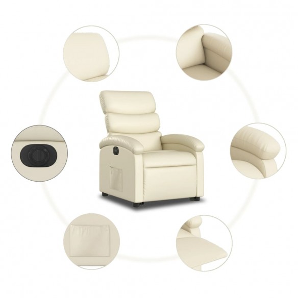 Fauteuil inclinable électrique crème similicuir