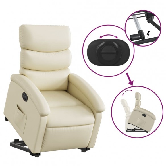 Fauteuil inclinable électrique crème similicuir