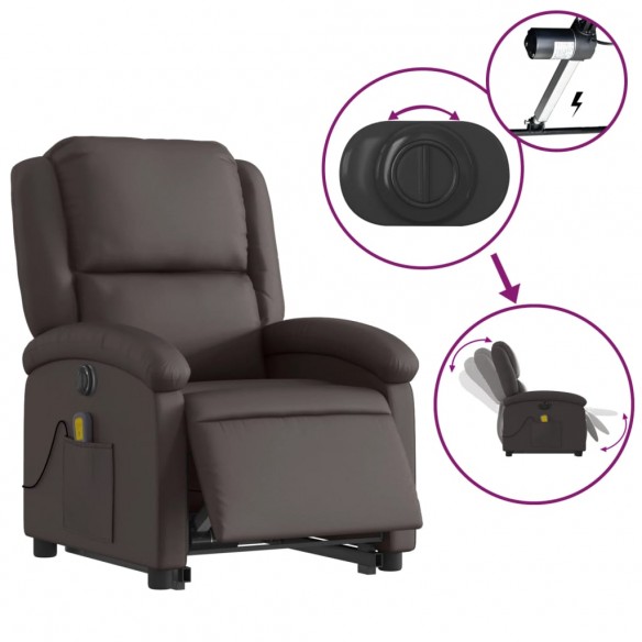 Fauteuil inclinable de massage électrique marron foncé