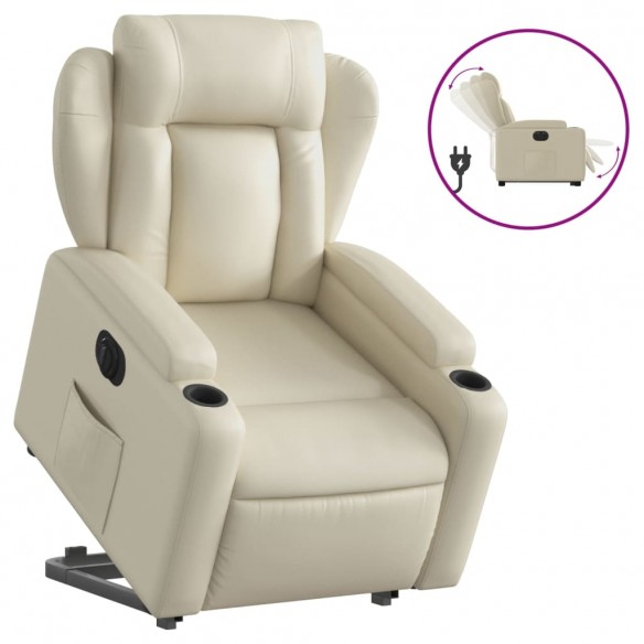 Fauteuil inclinable électrique crème similicuir