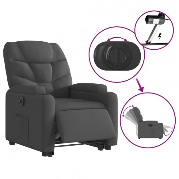 Fauteuil inclinable électrique gris foncé tissu