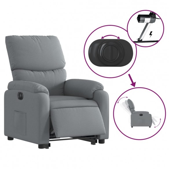 Fauteuil inclinable électrique gris clair tissu