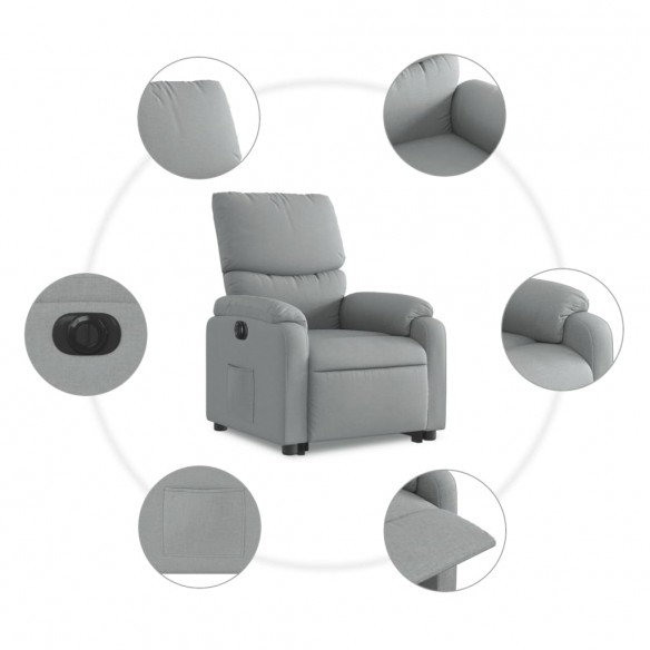 Fauteuil inclinable électrique gris clair tissu