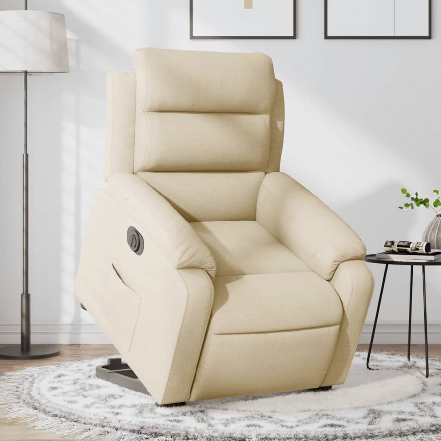 Fauteuil inclinable électrique crème tissu