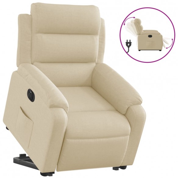 Fauteuil inclinable électrique crème tissu