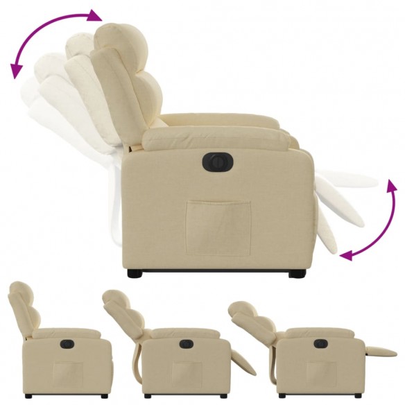 Fauteuil inclinable électrique crème tissu