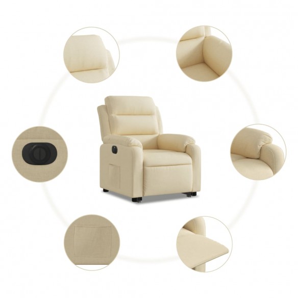 Fauteuil inclinable électrique crème tissu