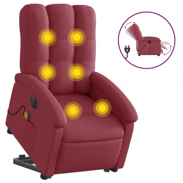 Fauteuil inclinable de massage électrique Rouge bordeaux Tissu