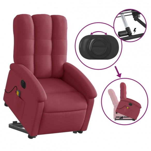 Fauteuil inclinable de massage électrique Rouge bordeaux Tissu