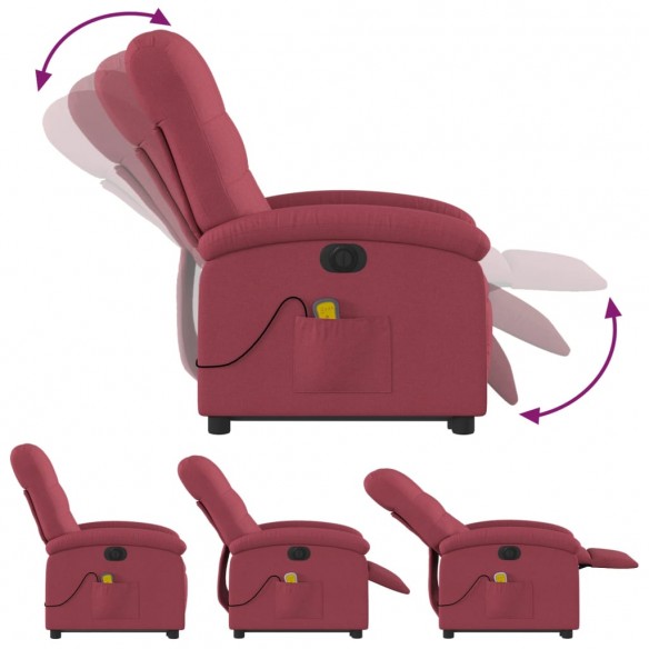 Fauteuil inclinable de massage électrique Rouge bordeaux Tissu