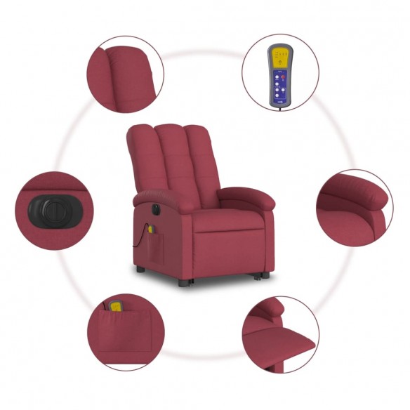 Fauteuil inclinable de massage électrique Rouge bordeaux Tissu