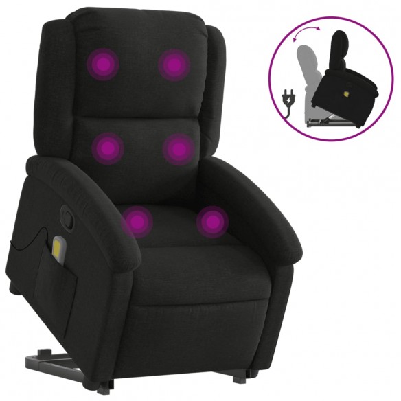 Fauteuil de massage inclinable Noir Tissu