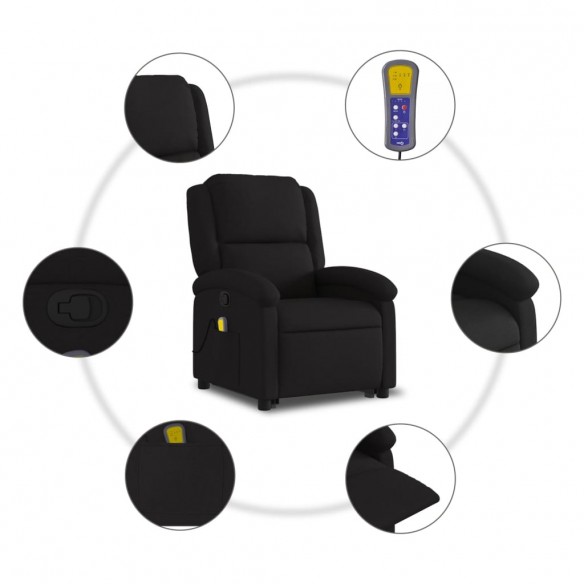 Fauteuil de massage inclinable Noir Tissu